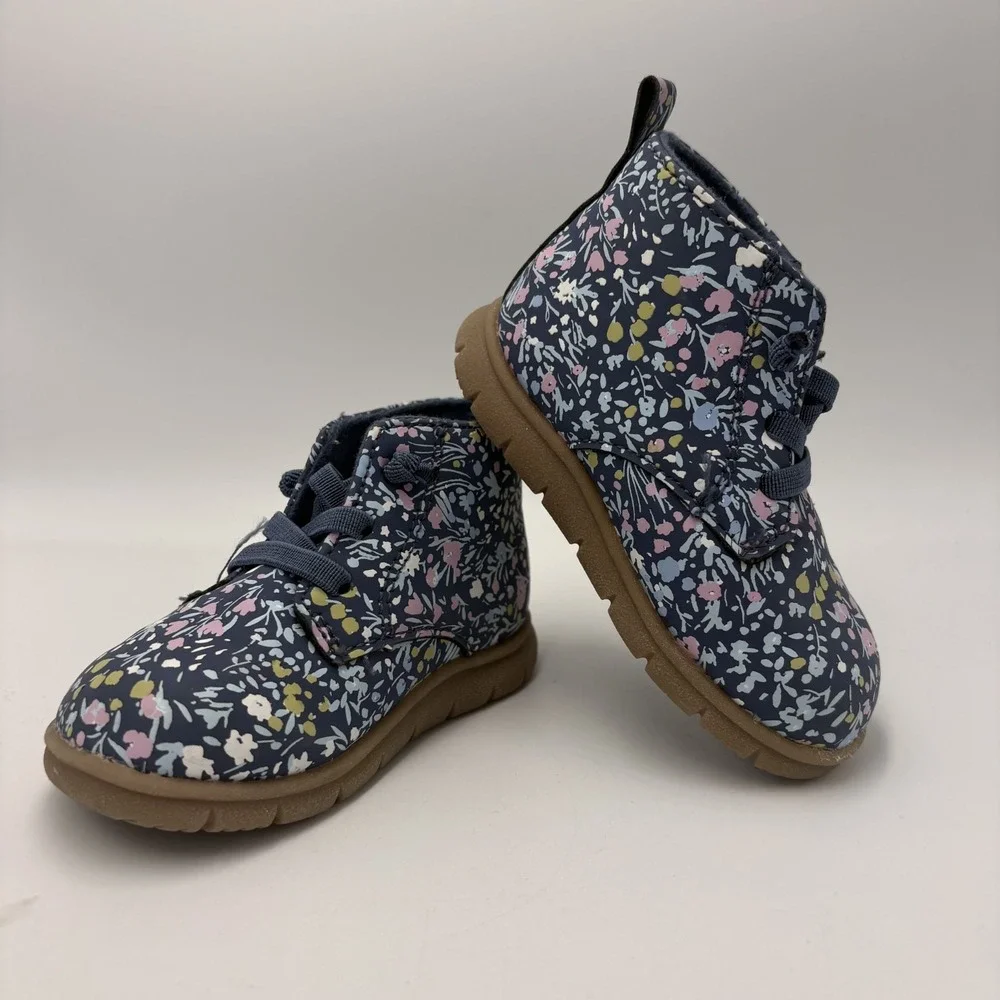 Carter's Baby Toddler Walking Shoes Girls Size 4 Just One‎ You Boots Floral Blue